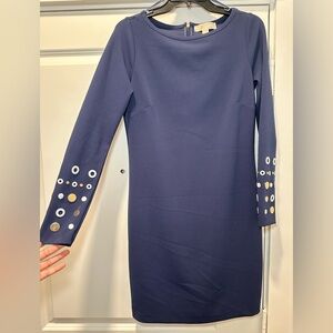 MICHAEL Michael Kors Navy Dress with Accessorized Sleeves